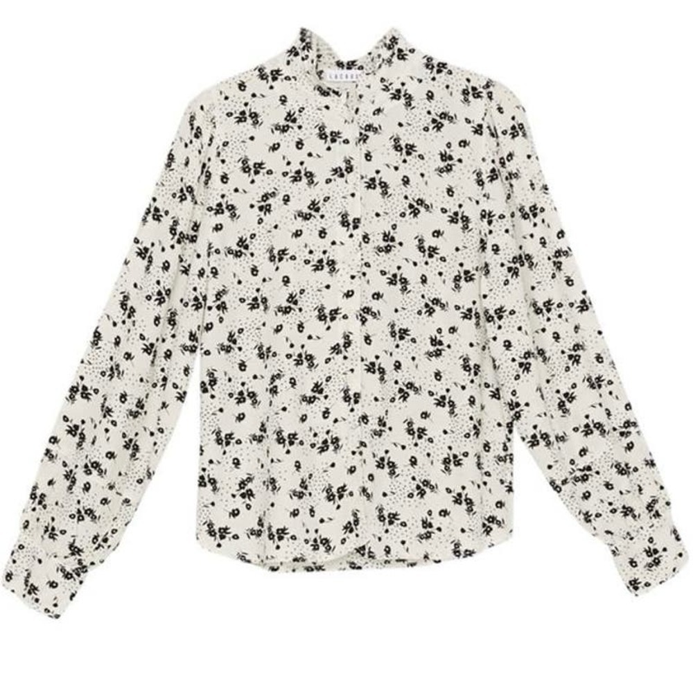 LACAUSA Georgette Raven Floral Women’s Blouse Shirt Top Long Sleeve - Sz Small